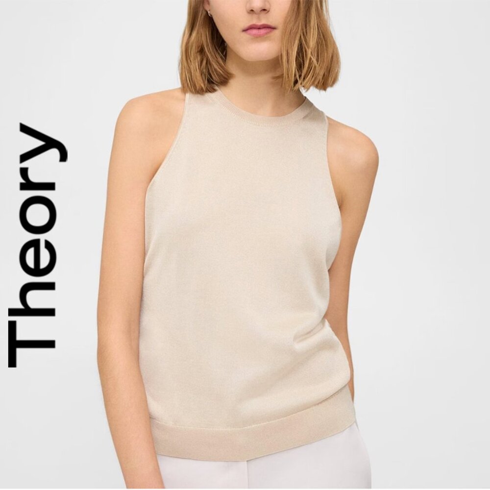 Theory Lurex Sleeveless Knit Tank Top